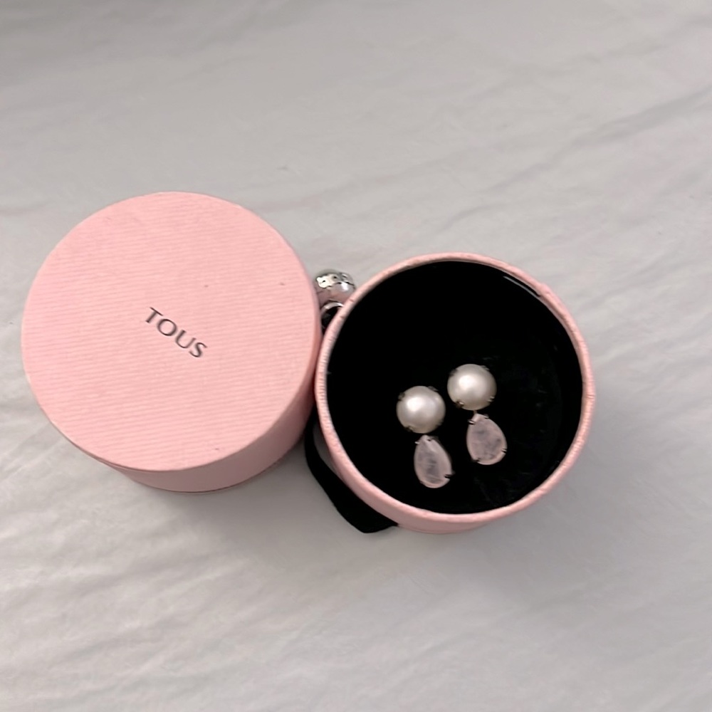 Tous pink and pearls earrings